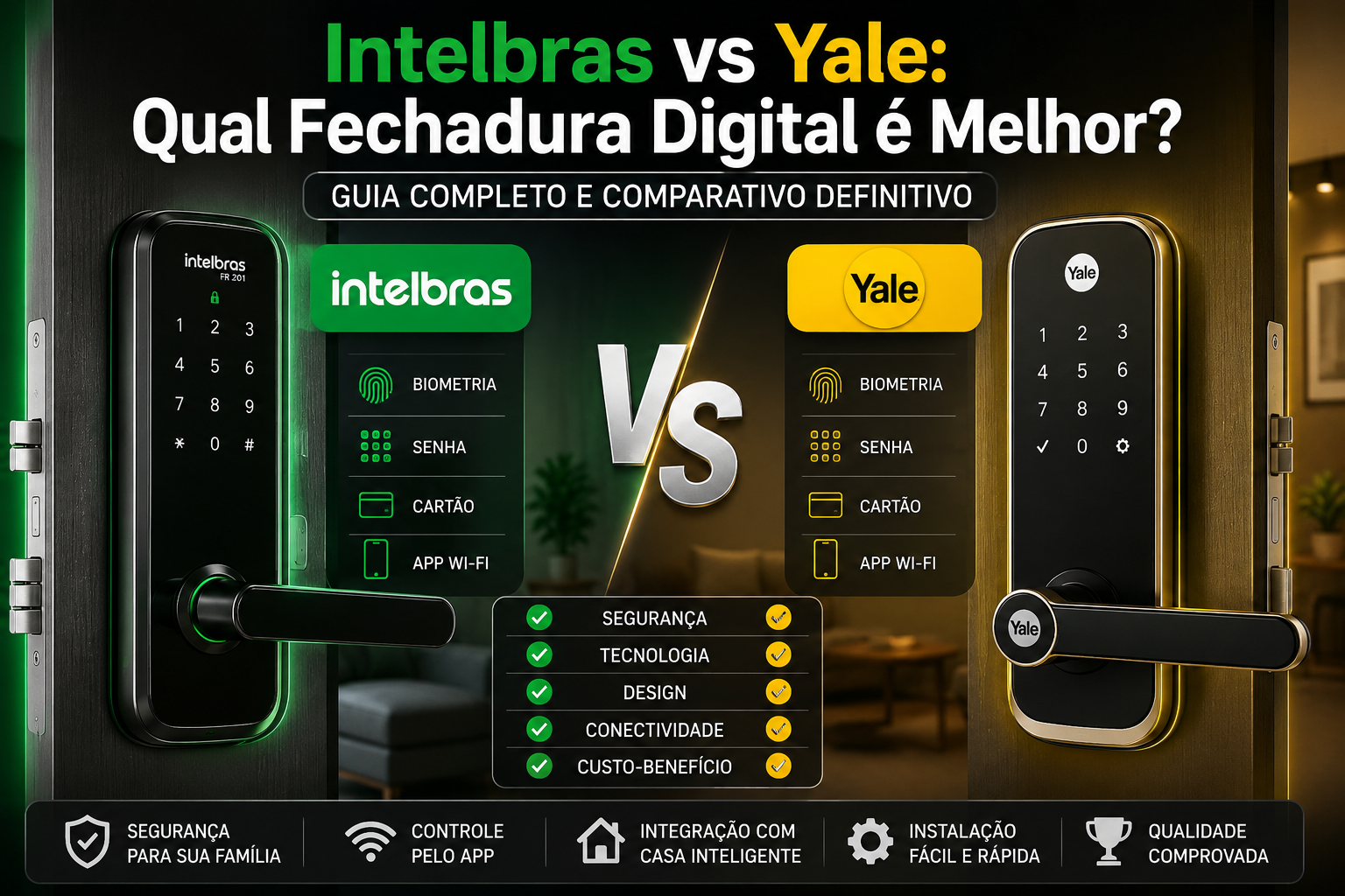 Comparativo entre fechaduras digitais Intelbras e Yale