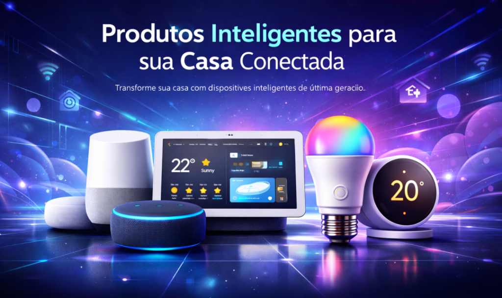 Guia completo de casa inteligente mostrando como montar uma smart home com Alexa, dispositivos de automação, segurança residencial e controle pelo celular