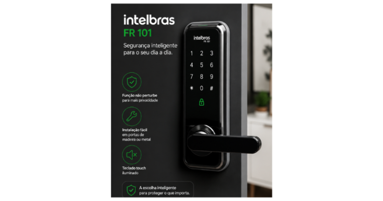 Fechadura Intelbras em destaque mostrando segurança residencial com senha digital e tecnologia smart home antes da compra