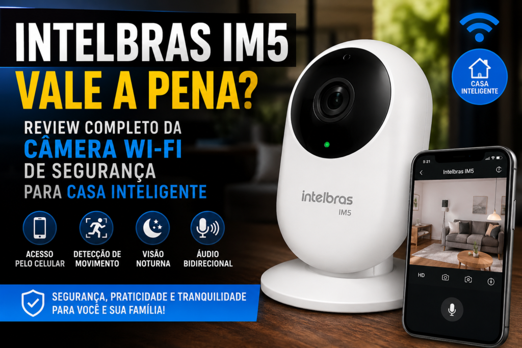 Intelbras IM5 câmera Wi-Fi de segurança residencial para monitoramento remoto, visão noturna e integração com casa inteligente