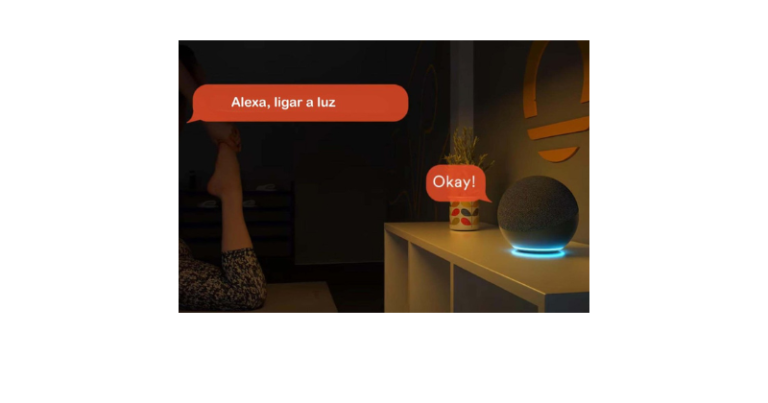 Cenas de iluminação com Alexa criando rotinas de casa inteligente com luzes automatizadas em ambiente moderno