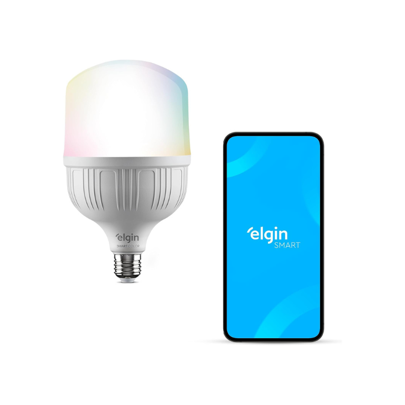 Lâmpada Inteligente Elgin 15W LED com controle de brilho e cores