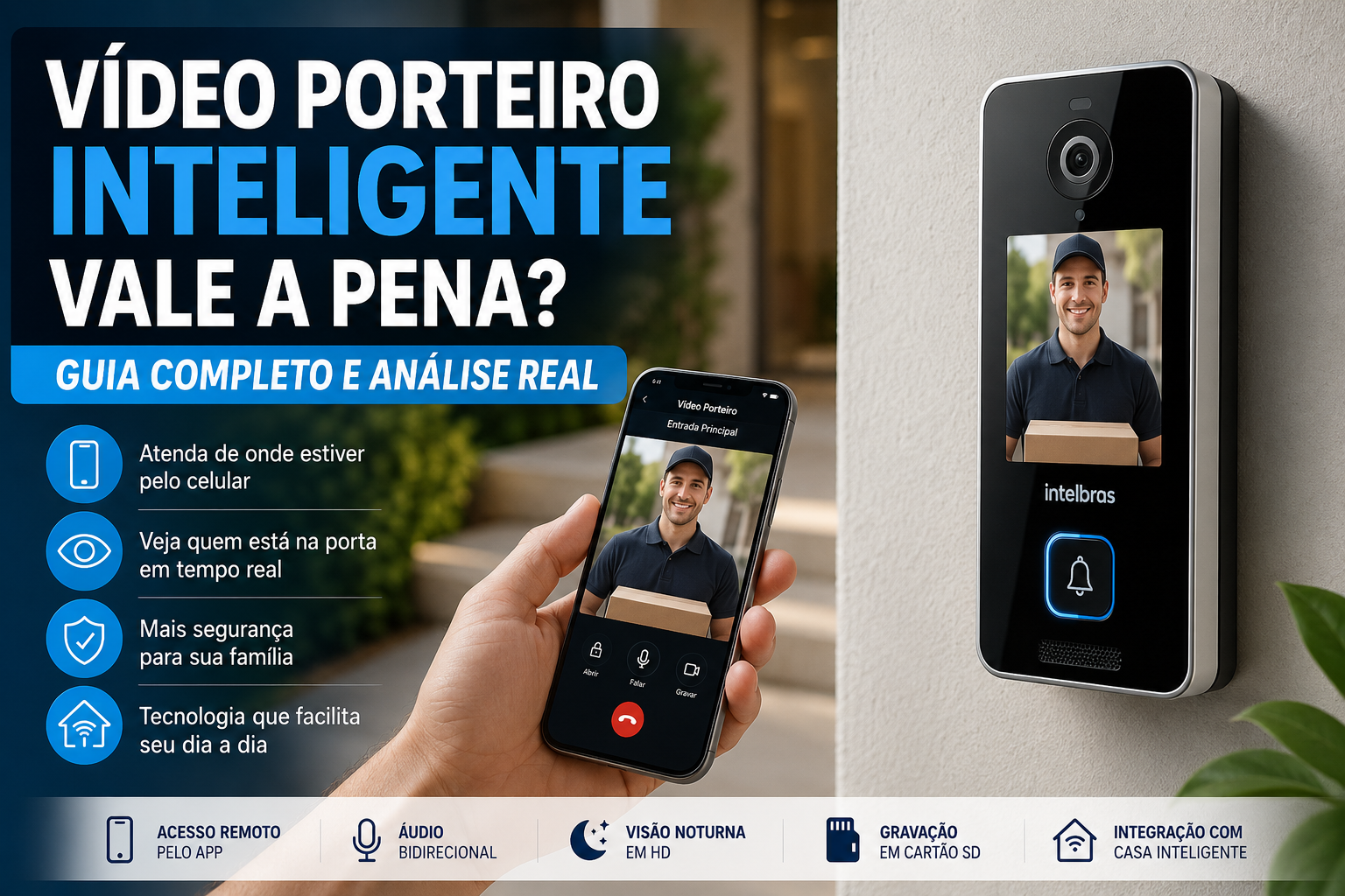Vídeo porteiro inteligente com câmera e acesso remoto pelo smartphone
