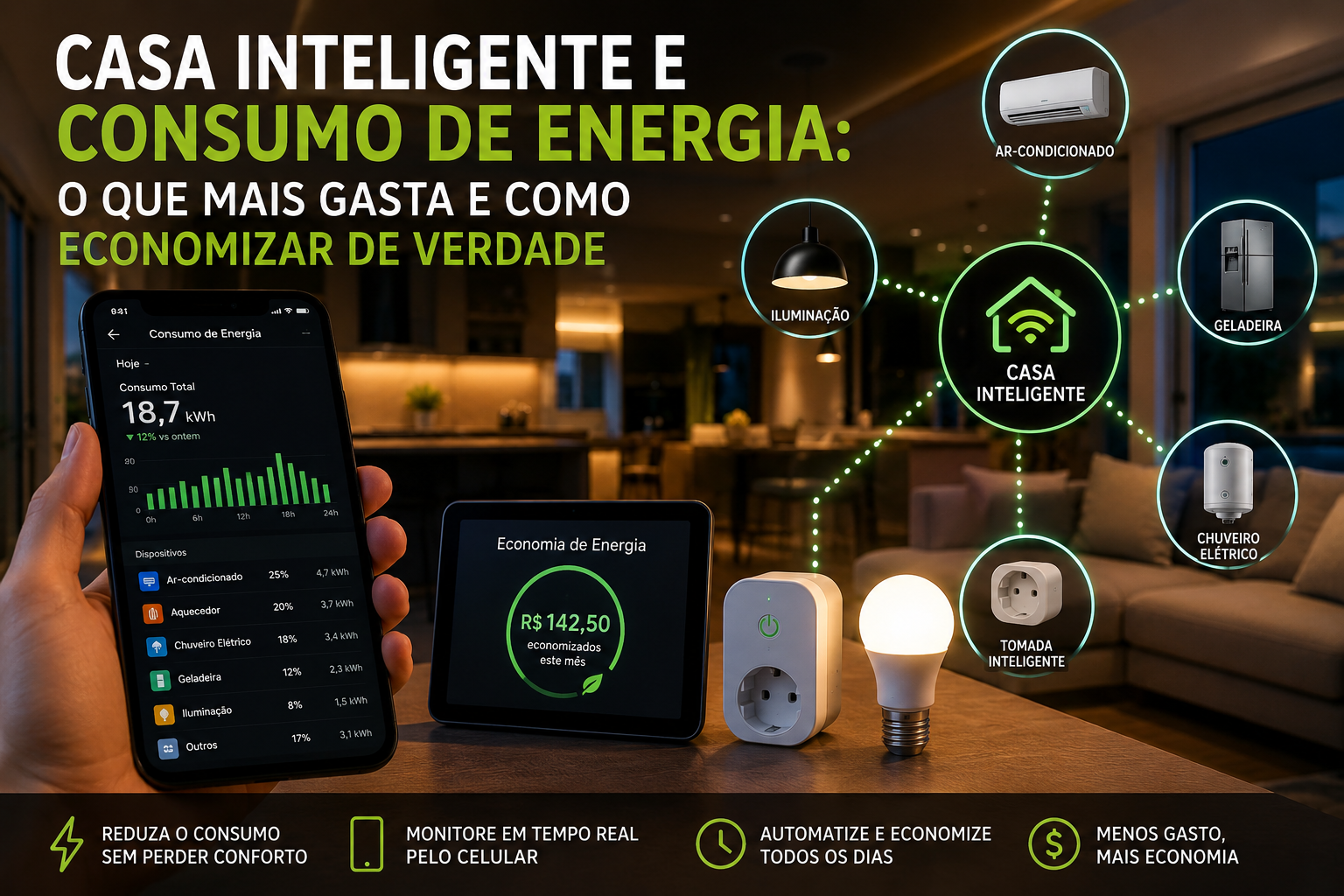 casa inteligente e consumo de energia como economizar na conta de luz com automação residencial