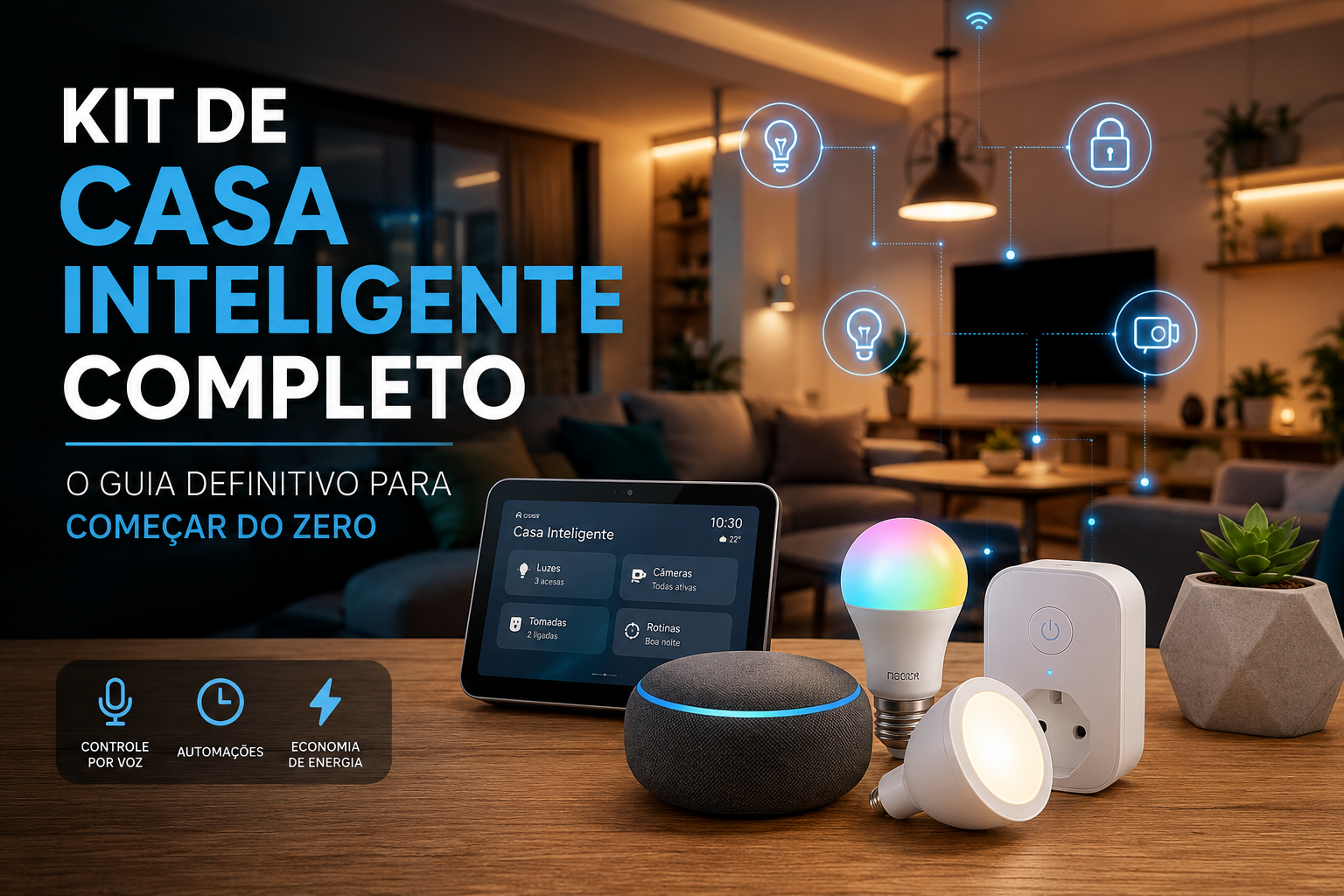 kit casa inteligente alexa lâmpada smart plug automação residencial iniciantes